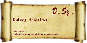 Duhay Szabina névjegykártya